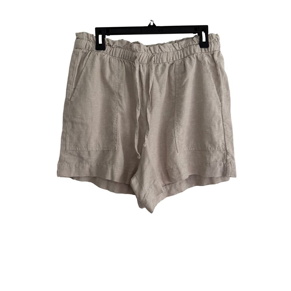 Sonoma Goods For Life Women's Linen Blend Pull On Shorts Khaki Drawstring L